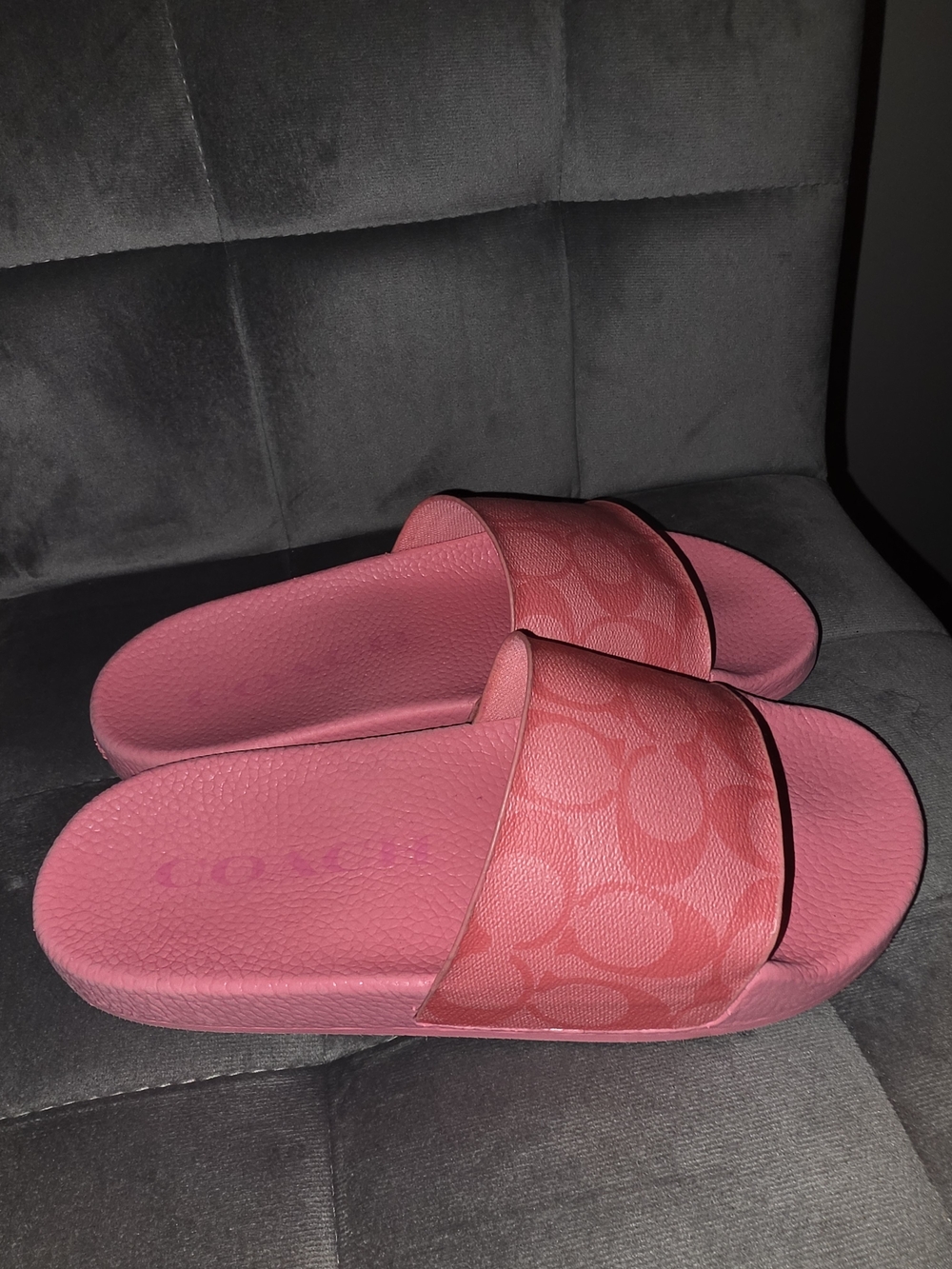 Coach Pink Logo Slide Sandals - Picture 2 of 5